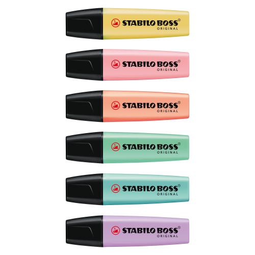 Stabilo Boss Pastel Highlighters Chisel Tip 2-5mm Pastel Assorted Ref 70/6-2 [Pack 6]