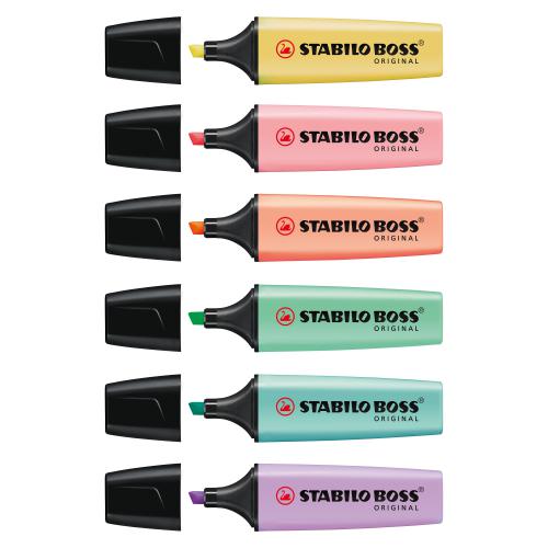Stabilo Boss Pastel Highlighters Chisel Tip 2-5mm Pastel Assorted Ref 70/6-2 [Pack 6] 164329 Buy online at Office 5Star or contact us Tel 01594 810081 for assistance
