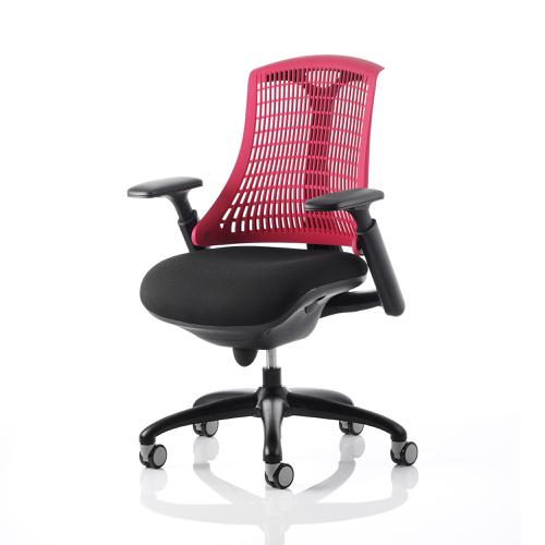 Trexus Flex Task Operator Chair With Arms Black Fabric Seat Red Back Black Frame Ref KC0073