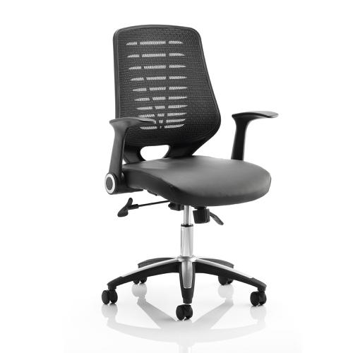 Sonix Relay Task Operator Chair With Arms Leather Seat Back Black Ref OP000117