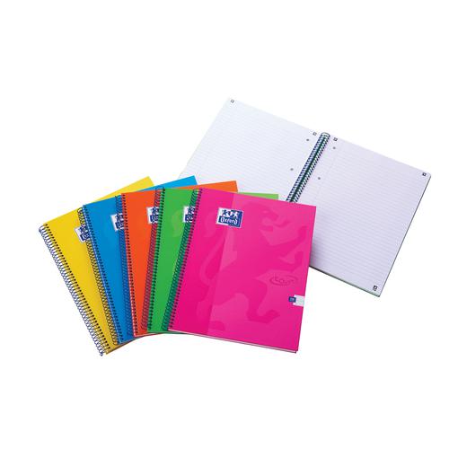 Oxford Soft Touch Wirebound A4 Assorted Colours Ref 400109986 [Pack 5] 165646 Buy online at Office 5Star or contact us Tel 01594 810081 for assistance