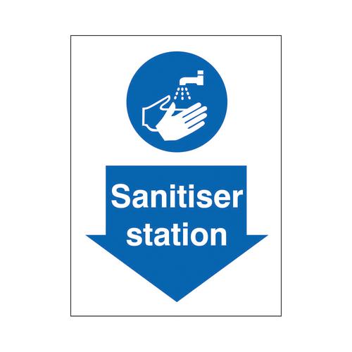 Sanitiser Station Sign 200x300mm Self Adhesive Vinyl