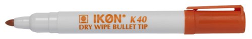 Drywipe Markers Bullet Point 2mm Line Width Orange [Pack 10]
