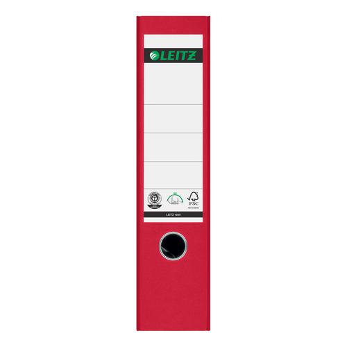 Leitz FSC Standard Lever Arch File 80mm Capacity A4 Red Ref 10801025 [Pack 10] ACCO Brands