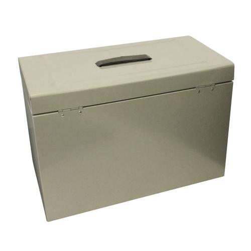 Metal File with 5 Suspension Files 2 Keys and Index Tabs Steel Foolscap Silver Cathedral
