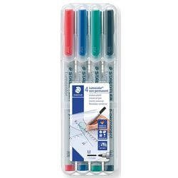 Staedtler Non- Permanent OHP Marker Medium 1.0mm line width Felt tip Assorted [Pack 4]