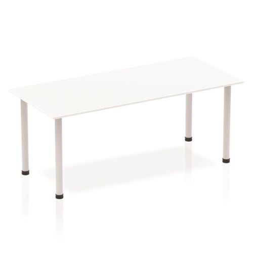 Sonix Rectangular Silver Post Leg Table 1800x800mm White Ref BF00175