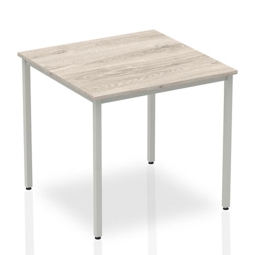 Trexus Square Box Frame Silver Leg Table 800x800mm Grey Oak Ref I003263