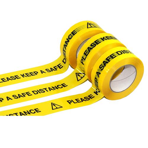 Black and Yellow Social Distancing Floor Tape PVC Hazard Warning Rolls 48mm x66m 