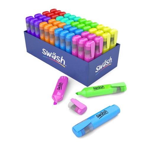 Box 48 Swash Premium Highlighters, Assorted Colours [Box of 48]  170553