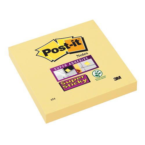 Post-it Super Sticky Removable Notes Pad 90 Sheets 76x76mm Canary Yellow Ref 654S6