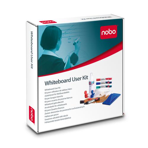 Nobo Whiteboard User Kit 4 Mrkrs/Eraser/Refills/Absorbent Cloths/125ml Cleaning Spray/Magnets Ref 1901430 ACCO Brands