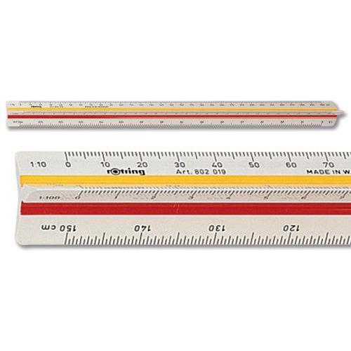 Rotring Ruler Triangular Reduction Scale 1 Architect 1:10 to 1:1250 with 2 Coloured Flutings Ref S0220481  4055382