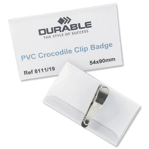 Durable Name Badges with Crocodile Clip 54x90mm Ref 8111 [Pack 25] Durable (UK) Ltd