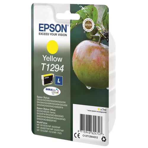 Epson T1294 Inkjet Cartridge Apple L Page Life 545pp 7ml Yellow Ref C13T12944012 4071158 Buy online at Office 5Star or contact us Tel 01594 810081 for assistance