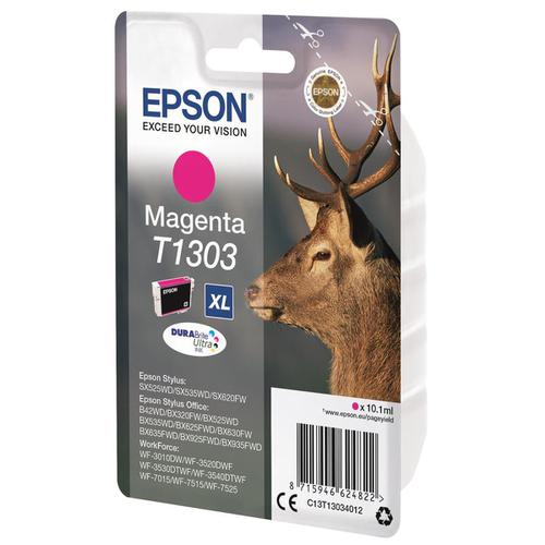 Epson T1303 Inkjet Cartridge Stag XL Page Life 600pp 10.1ml Magenta Ref C13T13034012 4071382 Buy online at Office 5Star or contact us Tel 01594 810081 for assistance
