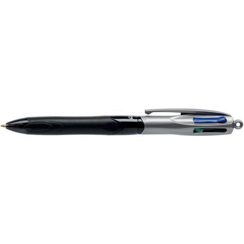 Bic 4-Colour Grip Pro Ball Pen Medium 1.0mm Tip 0.32mm Line Blue Black Red Green Ref 8922931 [Pack 12]