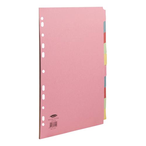 Concord Subject Dividers 10-Part Multipunched Extra Wide 160gam Extra Wide A4+ Assorted Ref 72699/J26 218131 Buy online at Office 5Star or contact us Tel 01594 810081 for assistance