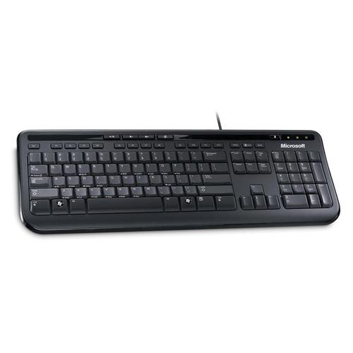 Microsoft 600 Wired Keyboard USB Media Centre Quiet-Touch Keys Spill Resistant Design Black Ref ANB-00006