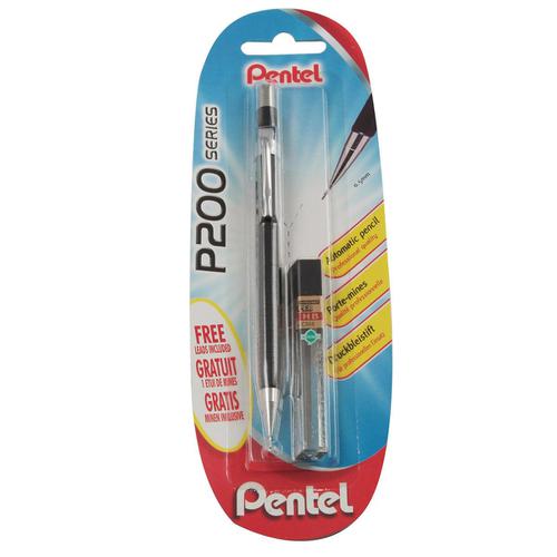 Pentel P205 Mechanical Pencil with Eraser Steel-lined Sleeve with 6 x HB 0.5mm Lead Ref XP205 233765 Buy online at Office 5Star or contact us Tel 01594 810081 for assistance
