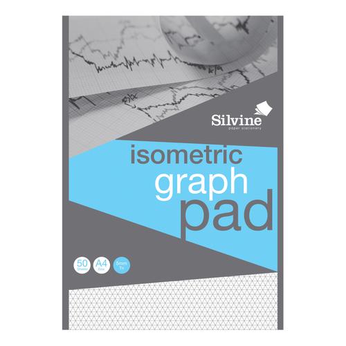 Silvine Student Graph Pad 90gsm 5mm Isometric 50 Sheets A4 Ref A4GPISO