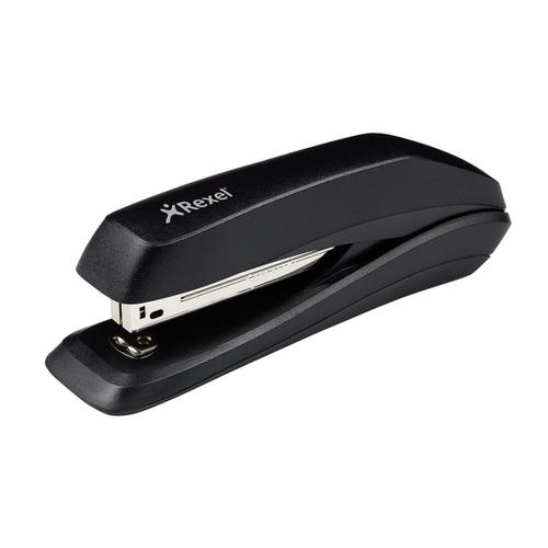 Rexel Ecodesk Compact Stapler Half Strip Throat 47mm Black Ref 2100029 4062682 Buy online at Office 5Star or contact us Tel 01594 810081 for assistance