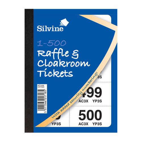 Cloakroom or Raffle Tickets Numbered 1-500 Assorted Colours [Pack 12]