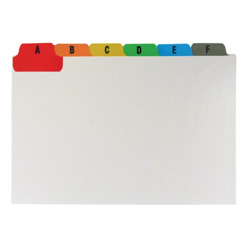 5 Star Office Guide Card Set A-Z Reinforced 6x4in 152x102mm White with Tabs Multicoloured