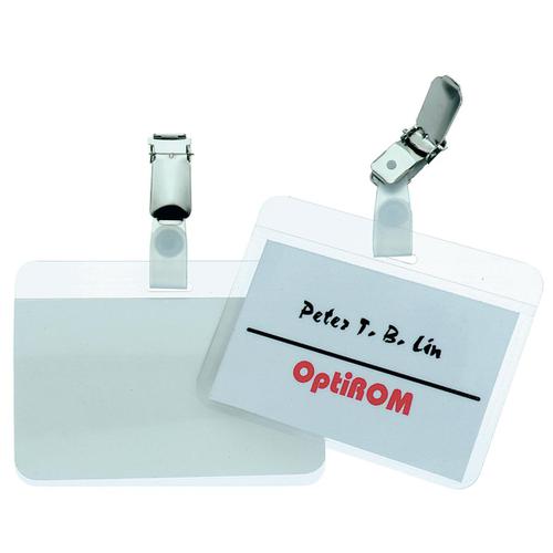 Office Name Badges Self Laminating Landscape With Plastic Clip 54x90mm Pack 25 