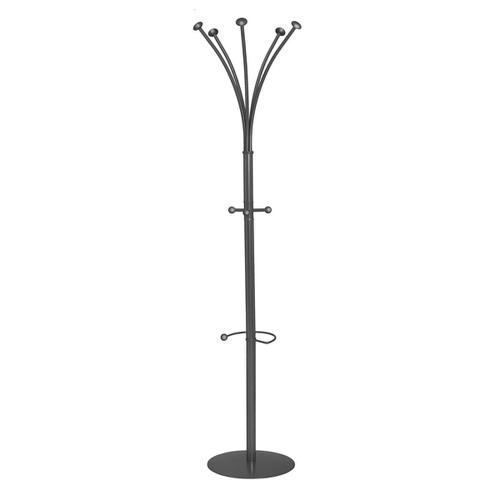 5 Star Facilities Coat Stand with Umbrella Holder 5 Pegs 3 Hooks Base Diameter 380mm Height 1790mm Black