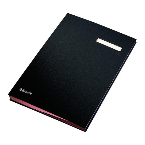 Signature Book 20 Compartments Durable Blotting Card 340x240mm Black The OT Group