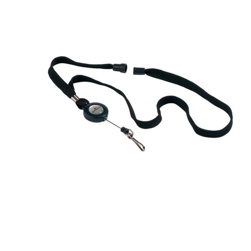 Durable Textile Lanyard with Badge Reel on 850mm retractable cord Ref 822301 [Pack 10]  841676 Buy online at Office 5Star or contact us Tel 01594 810081 for assistance