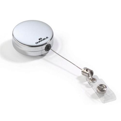 Durable Badge Heavy Duty Reel with Belt Clip and Retractable Cord Chrome Ref 8225/23 [Pack 10] Durable (UK) Ltd