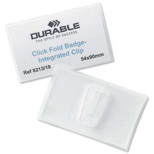 Durable Name Badge Click Fold Polypropylene Combi Clip and Insert 54x90mm Ref 8214/19 [Pack 25] Durable (UK) Ltd