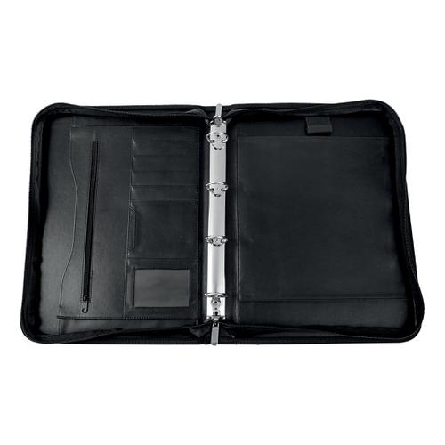 5 Star Office Zipped Conference Ring Binder with Handles Capacity 60mm Leather Look A4 Black