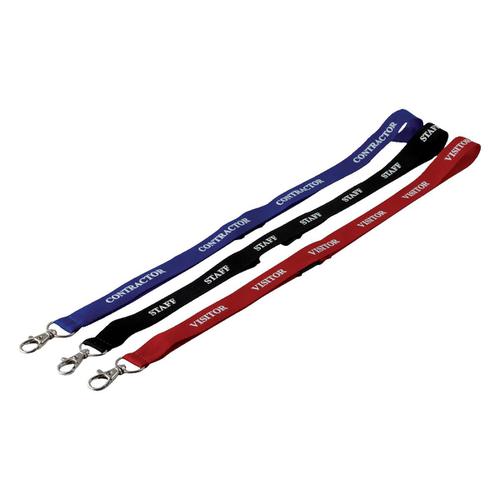 Durable Lanyard Textile Overprinted Visitor with Safety Release Mech 440mm Red Ref 823803 [Pack 10] Durable (UK) Ltd