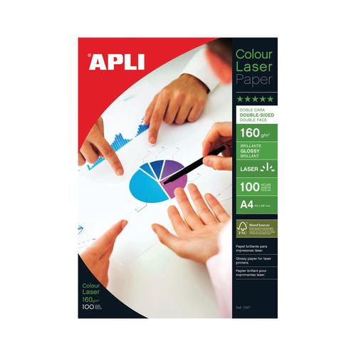 Apli Laser Paper Glossy Double-sided 160gsm A4 Ref 11817 [100 Sheets] Apli
