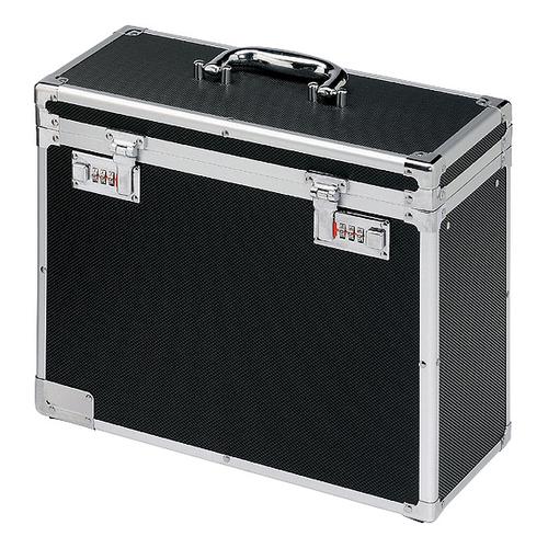 Personal Filing Case Robust Lockable A4 Black and Chrome