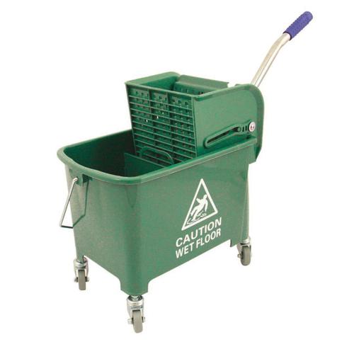Mop Bucket Mobile Colour Coded with Handle 4 Castors 20 Litre Green The OT Group