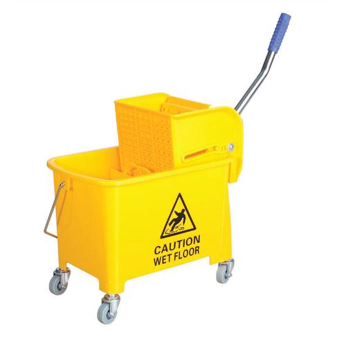 Mop Bucket Mobile Colour Coded with Handle 4 Castors 20 Litre Yellow  4001188