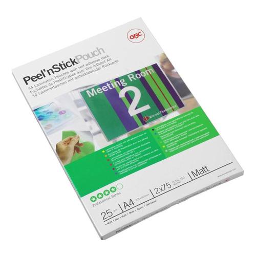 GBC Peel nStick Laminating Pouches Matt 150 Micron A4 Ref 3747530 [Pack 25] ACCO Brands