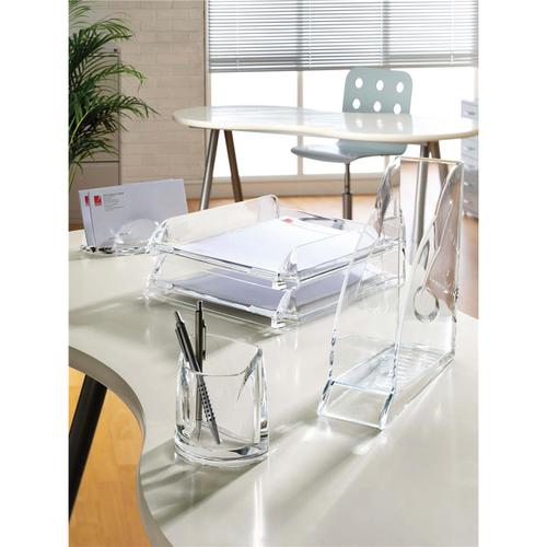 Rexel Nimbus Magazine Rack Robust Acrylic with Front Indexing Tab A4 Clear Ref 2101499