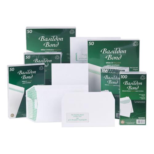 Basildon Bond Envelopes FSC Recycled Wallet Peel & Seal 120gsm DL 220x110mm White Ref F80275 [Pack 100]