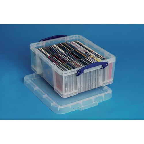 Really Useful Storage Box Plastic Lightweight Robust Stackable 18 Litre W390xD480xH200mm Clear Ref 18C Really Useful Products