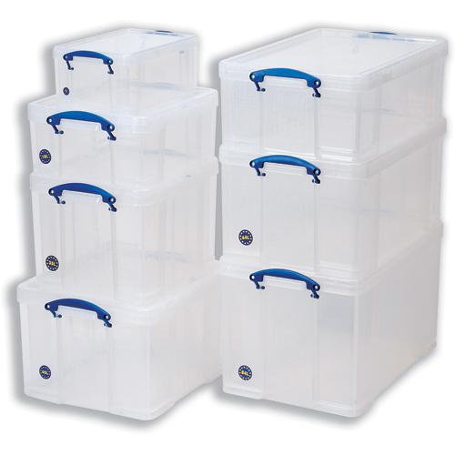 Really Useful Storage Box Plastic Lightweight Robust Stackable 18 Litre W390xD480xH200mm Clear Ref 18C