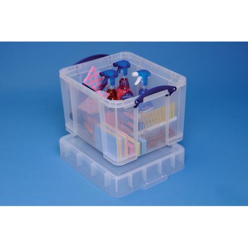 Really Useful Storage Box Plastic Lightweight Robust Stackable 35 Litre W390xD480xH310mm Clear Ref 35C 843776 Buy online at Office 5Star or contact us Tel 01594 810081 for assistance