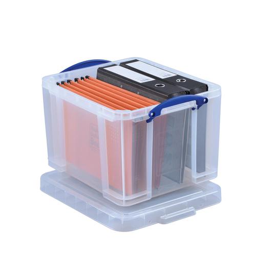 Really Useful Storage Box Plastic Lightweight Robust Stackable 35 Litre W390xD480xH310mm Clear Ref 35C  843776