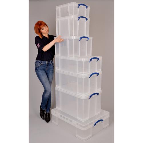 Really Useful Storage Box Plastic Lightweight Robust Stackable 35 Litre W390xD480xH310mm Clear Ref 35C