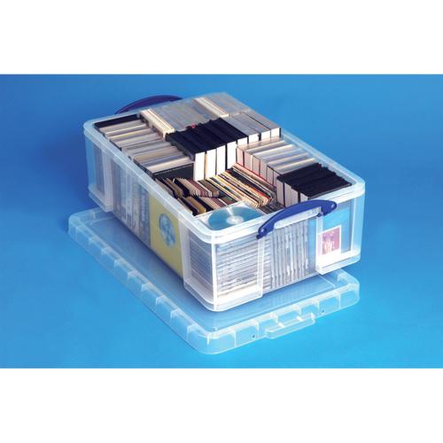 Really Useful Storage Box Plastic Lightweight Robust Stackable 50 Litre W440xD710xH230mm Clear Ref 50C