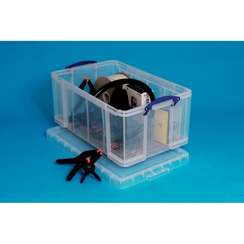 Really Useful Storage Box Plastic Lightweight Robust Stackable 64 Litre W440xD710xH310mm Clear Ref 64CCB 843784 Buy online at Office 5Star or contact us Tel 01594 810081 for assistance